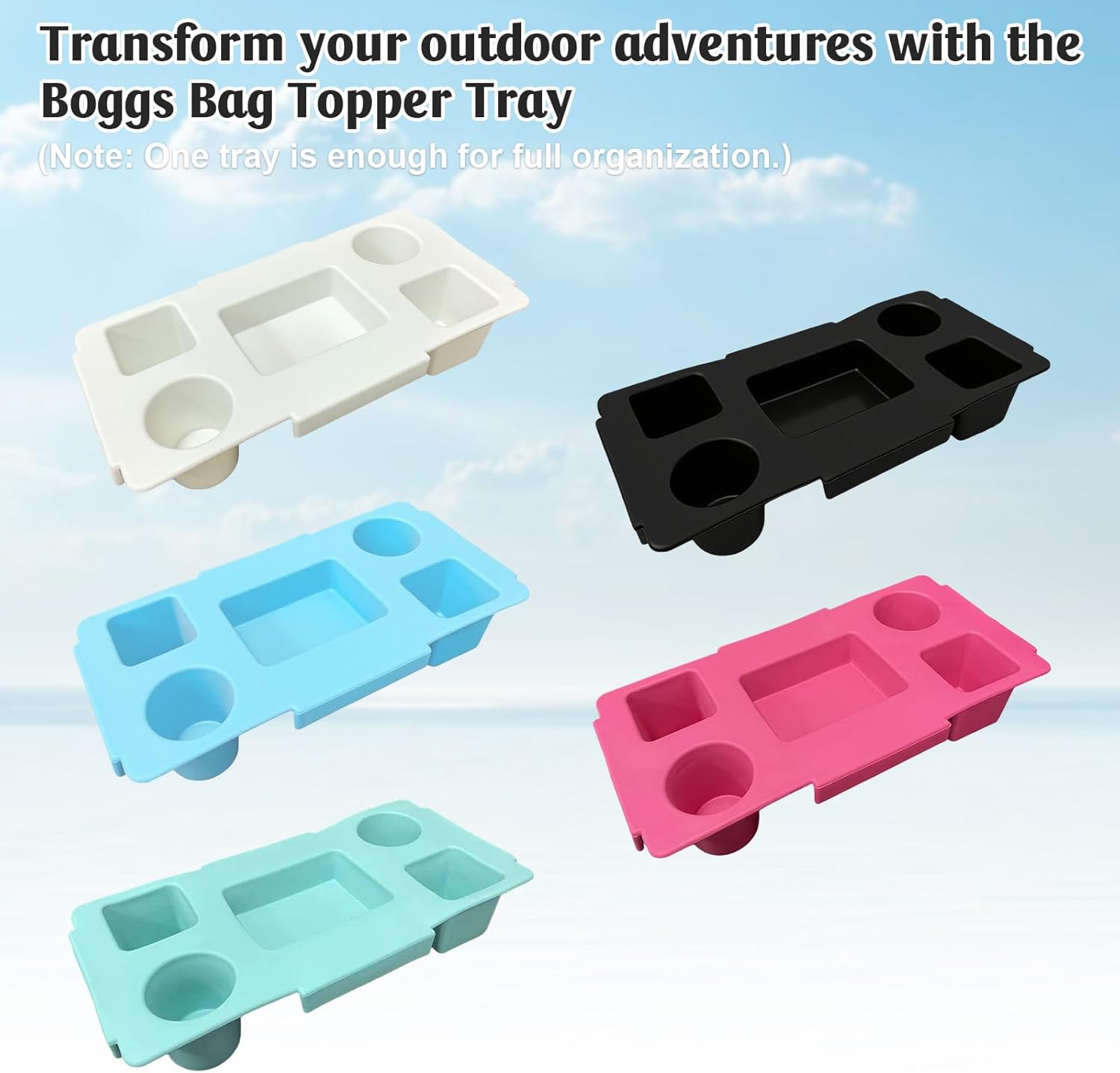 for Bogg Bag Topper Tray - Waterproof Cup Holder & Snack Organizer 5 Compartment for Camping, Beach, Travel - Organizer Tray Top Compatible with Bogg Bag XL Cover