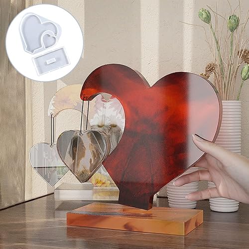 Miniatura 5 de Bekecidi Moldes de resina de corazón, moldes de resina epoxi, moldes de silicona de corazón para fundición de resina, marcos de fotos de corazón,