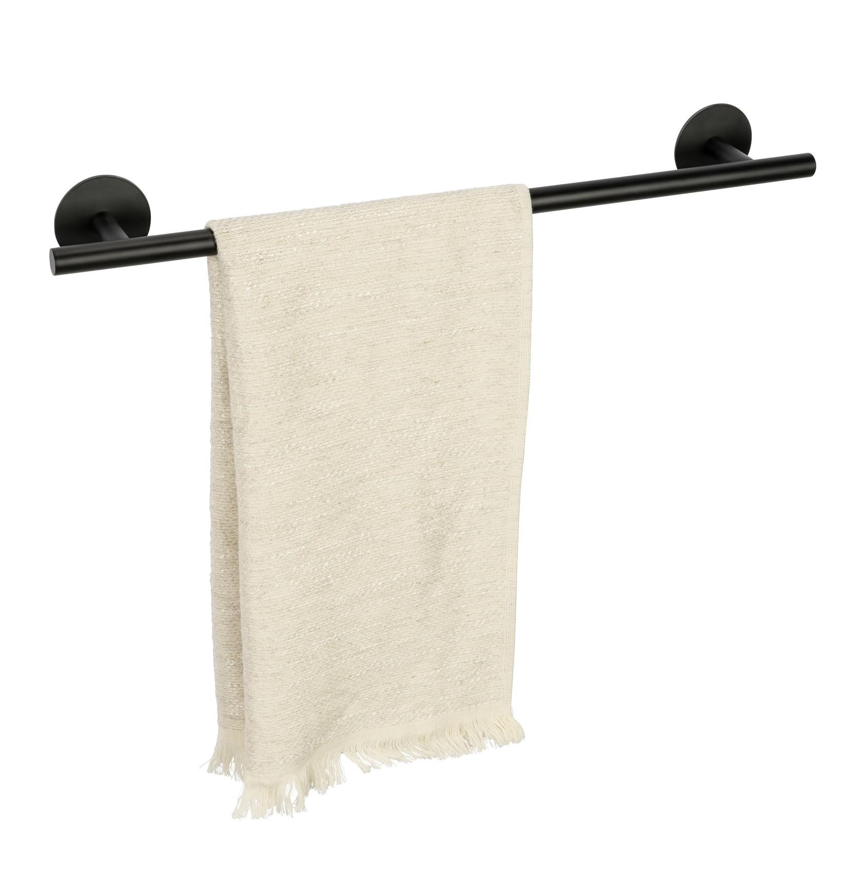 Schöner Wohnen Kollektion Badetuchstange Mod. Meleto aus rostfreiem Edelstahl 60 cm schwarz komfortable Wandbefestigung ohne Bohren Maße 60 cm x 7 cm x 7 cm