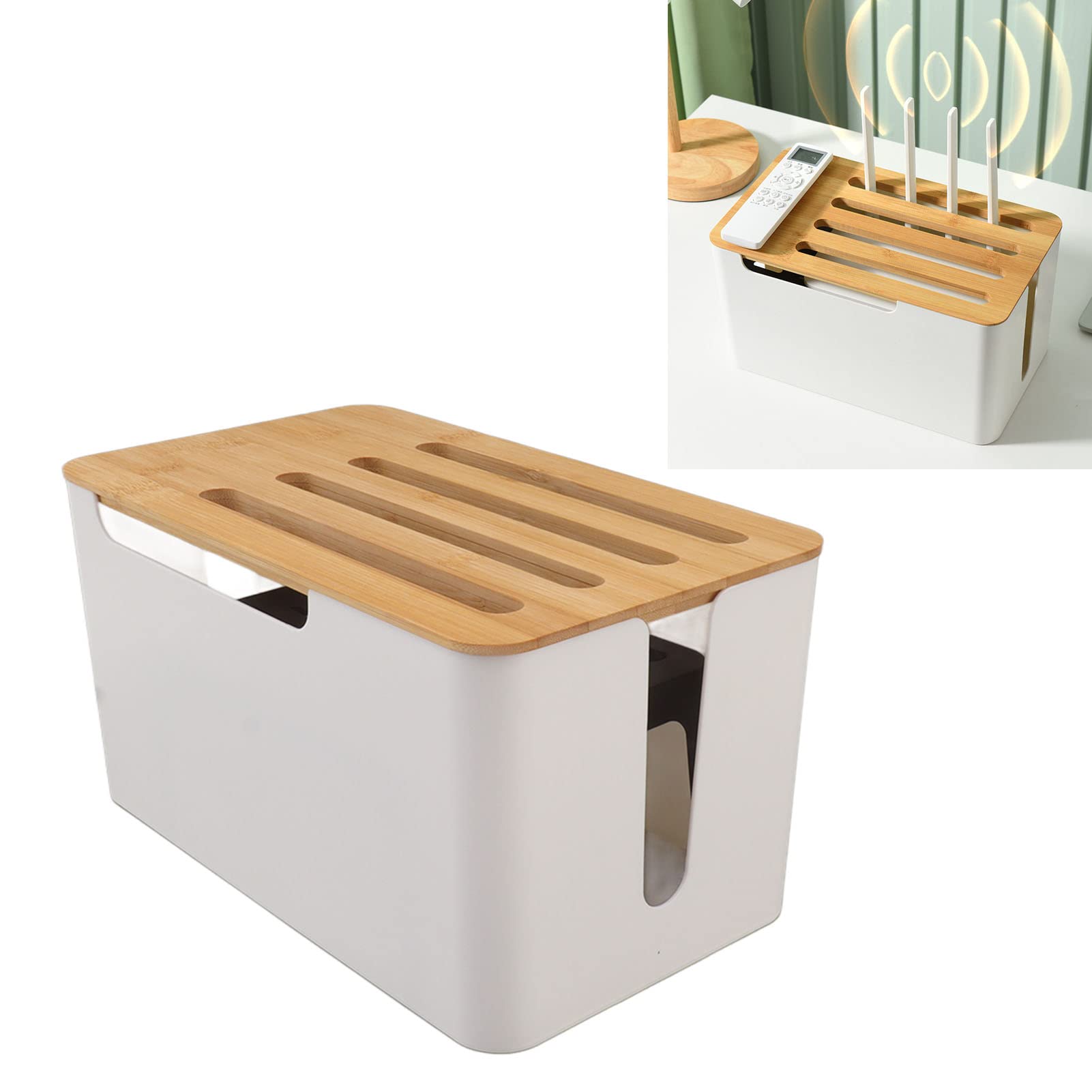 Haofy Organizador de Enrutador WiFi Caja de Almacenamiento de Enrutador Estable de Plástico de bambú Antiarañazos