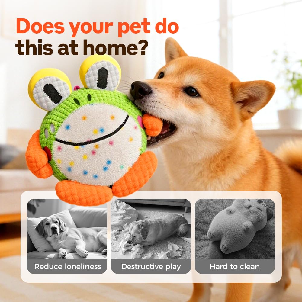 Juguete interactivo para perros, juguetes chirriantes de felpa para mantenerlos ocupados, bola de perros activada por movimiento, juguete de peluche musical para perros pequeños, gatos