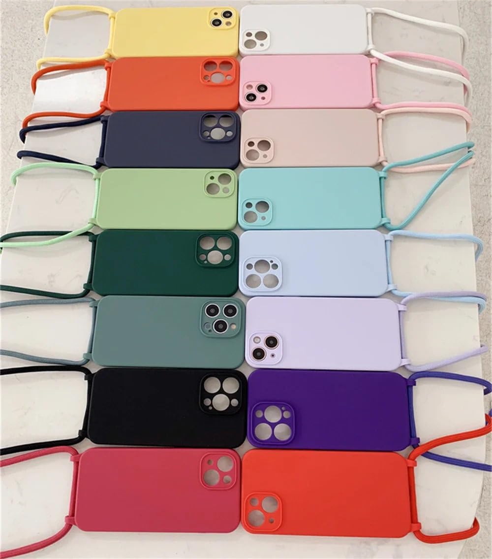 Naszyjnik Crossbody Smycz Pasek Silikonowy Płynny Etui Do iPhone'a 15 13 11 12 14 Pro Max XS XR X 8 7 Plus Miękkie Cukierkowe Etui, Kamelia Czerwona, Do iPhone'a 15 Pro