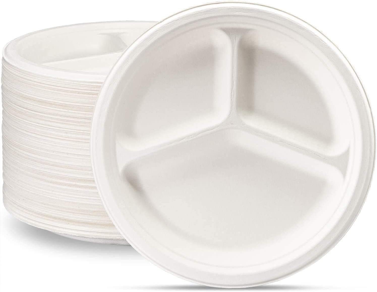 SWHF 10 inches 3CP Disposable Plates Pack of 100| Eco-friendly Biodegradable Dinner Plates| for Serving Snacks, Dinner| Birthdays, Weddings & Parties (B09D9M4893) Amazon Price History, Amazon Price Tracker