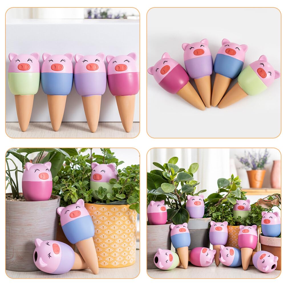 BESPORTBLE Pointes D'arrosage en Terre Cuite 4 Pièces Cochon Pointes D'arrosage Automatique Globes Animal Mignon Jardinières en Terre Cuite À Arrosage Automatique Arroseur Automatique