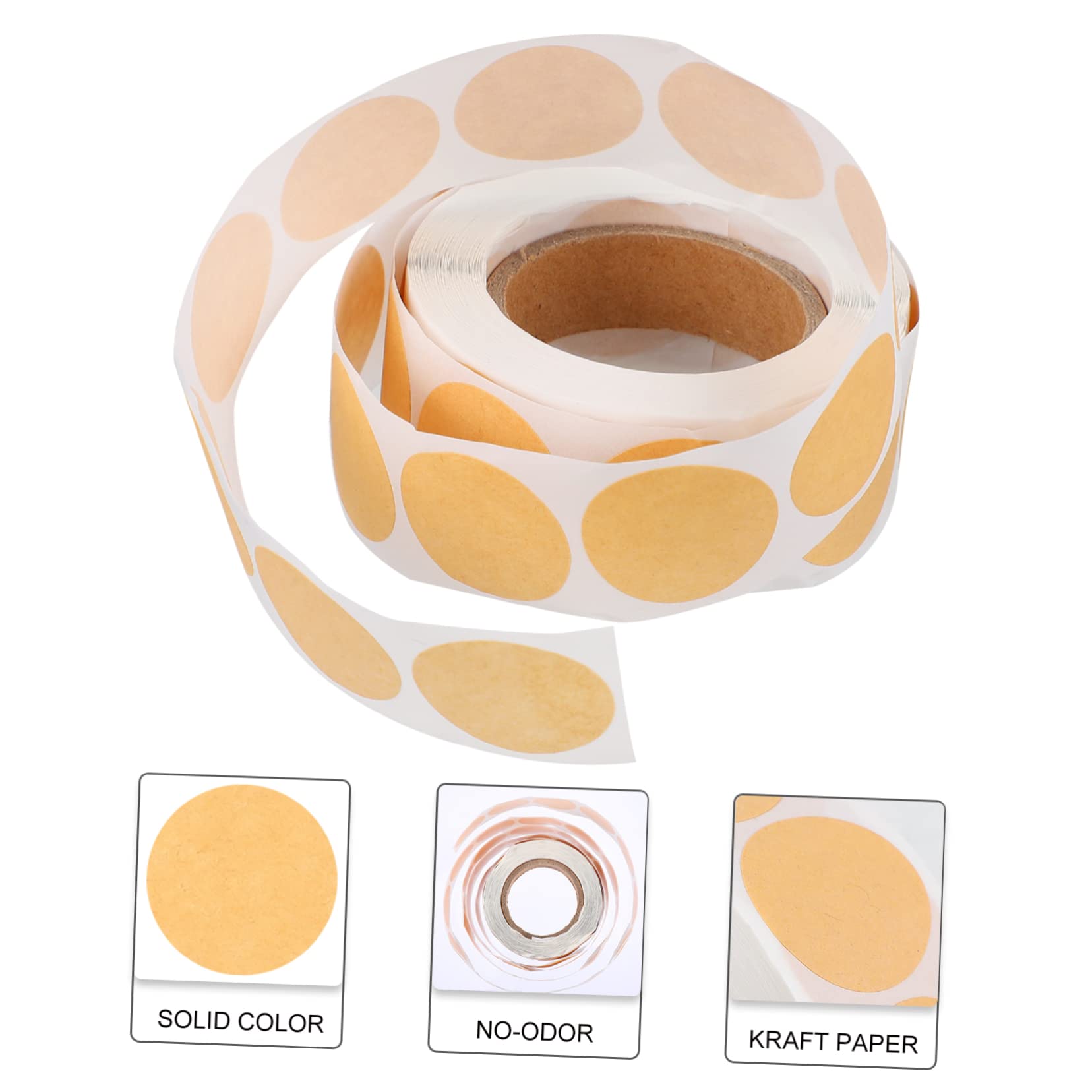 NUOBESTY 6rotoli Etichette Adesive Tonde Carta Kraft Per Etichettatura Regali Barattoli e Decorazioni Per Feste Ufficio e Scuola
