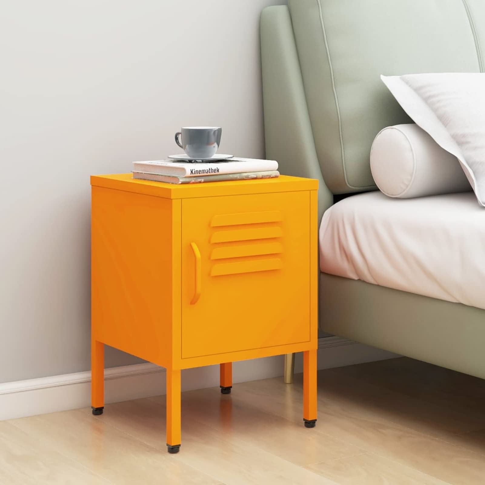 LAPOOH Table de chevet, table de chevet, table de chevet, table de chevet en acier jaune moutarde 35 x 35 x 51 cm