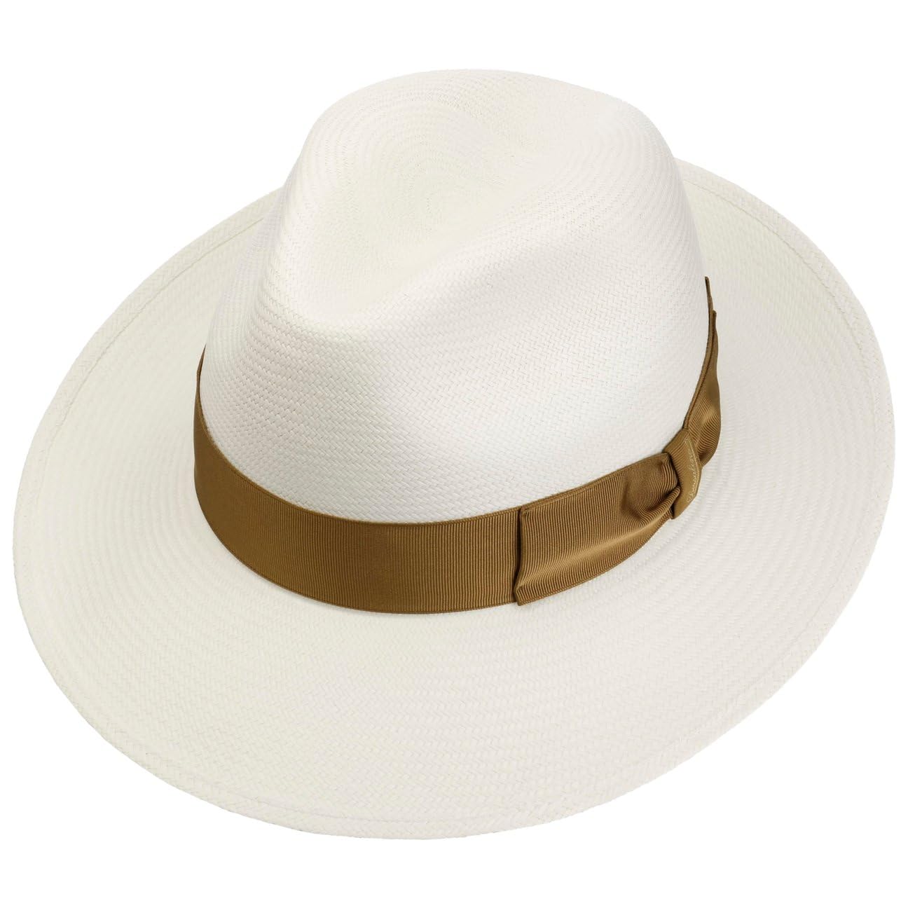 Borsalino Big Brim Bogart Panamahut Bogarthut Strohhut Hut Sommerhut Sonnenhut Panamastrohhut Damen/Herren - Made in Italy Panamastroh mit Ripsband, Ripsband Frühling-Sommer Sommer
