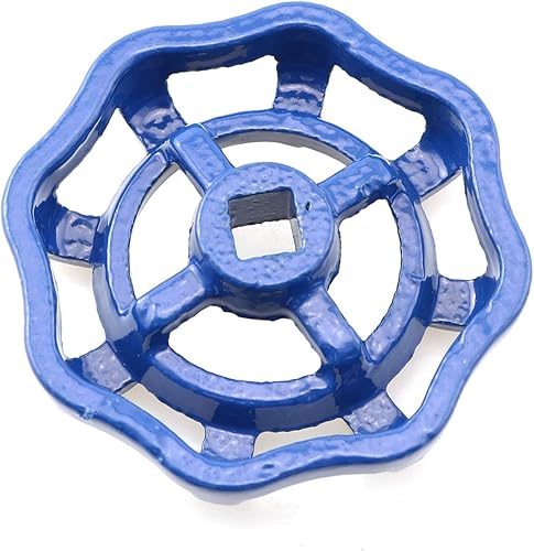 Miniatura 2 de Manija redonda de la rueda del grifo exterior del hierro fundido, manguera babero grifo de agua 0.236x0.236 in, azul