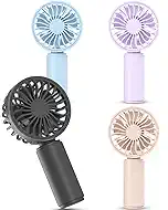Mini Portable Handheld Fan 4-Pack, USB Rechargeable Battery Powered Small Personal Fan Desk Eyelash Fans with 3 Speeds Summer Gift for Women Men Makeup Office Outdoor Travel Camping