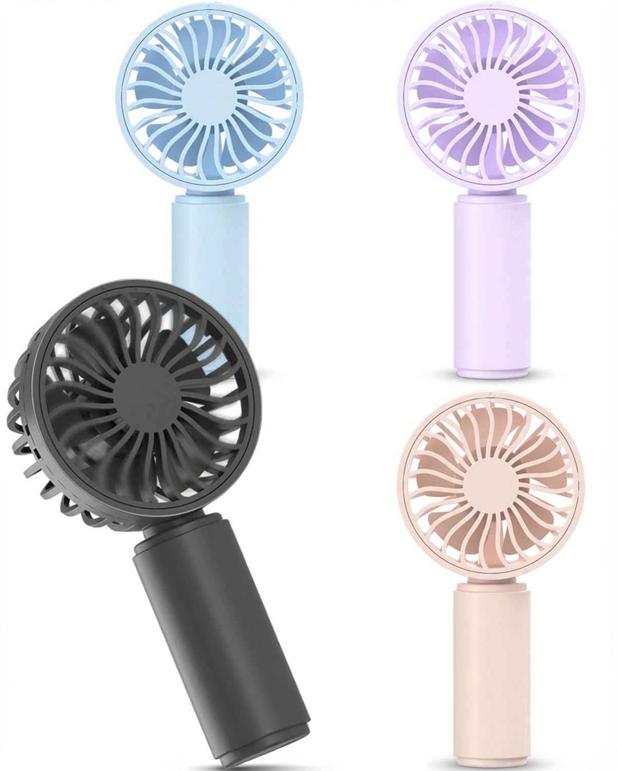 JODNO Mini Portable Handheld Fan 4-Pack, USB Rechargeable Battery Powered Small Personal Fan Desk Eyelash Fans with 3 Speeds Summer Gift for Women Men Makeup Office Outdoor Travel Camping
