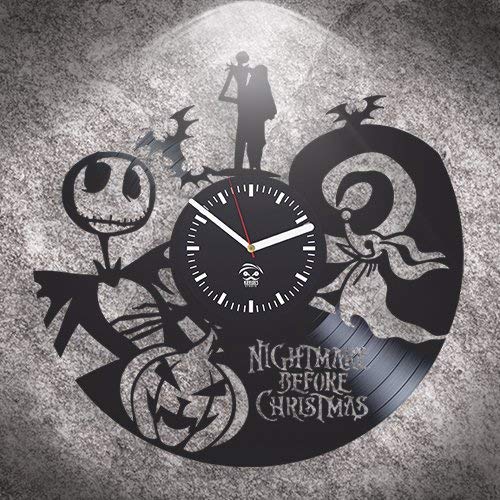 Kovides Best Gift For Kids, Nightmare Before Christmas, Vinyl Wall Clock, Gift For Kids, Vinyl Record, Nursery Decor, Silent, Jack Song, Handmade Clock,Wall Sticker, Wall Clock Modern #TOP1