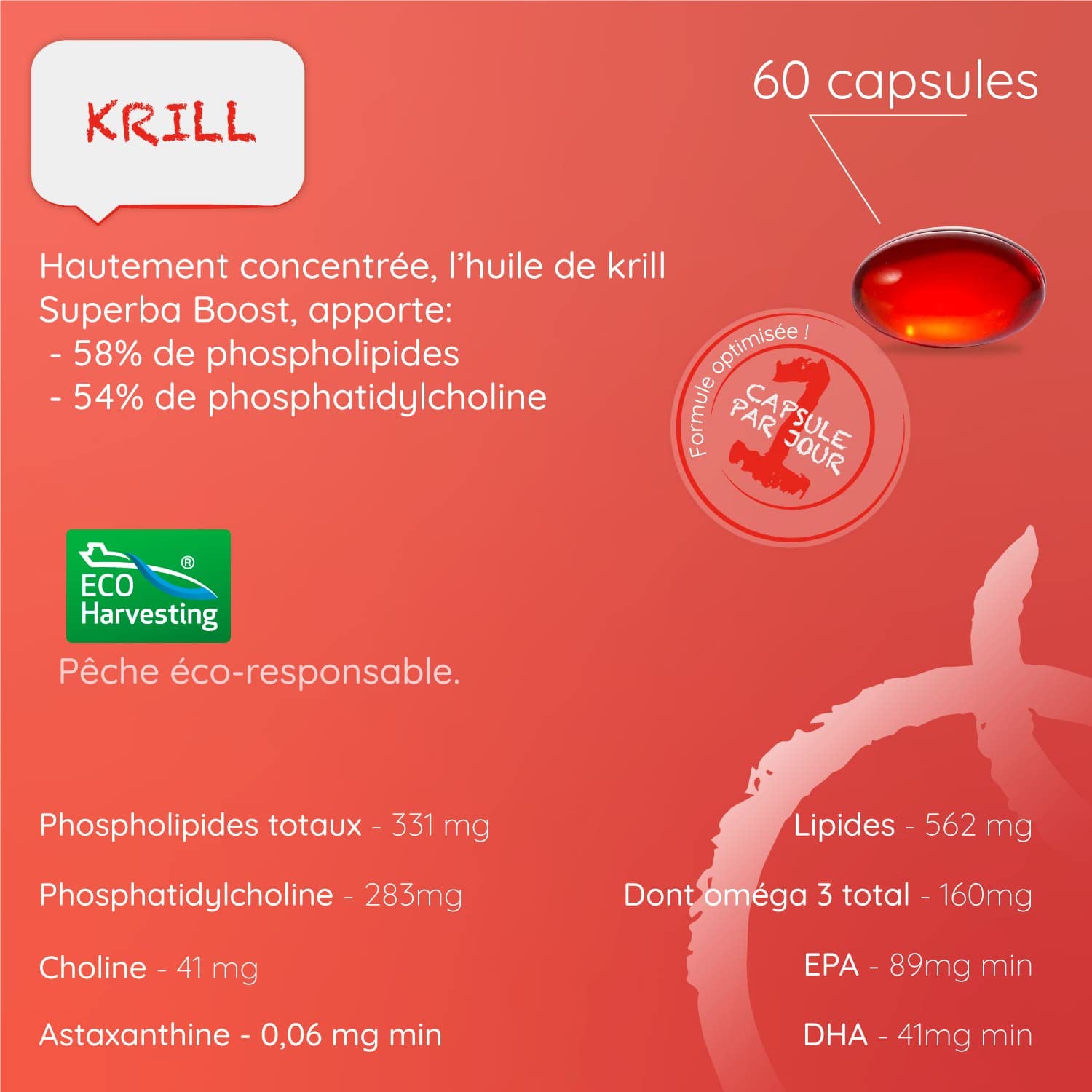 KRILL - Complément Alimentaire - Superba Boost - Oméga 3 et EPA/DHA - Huile de Krill Pure - 60 capsules