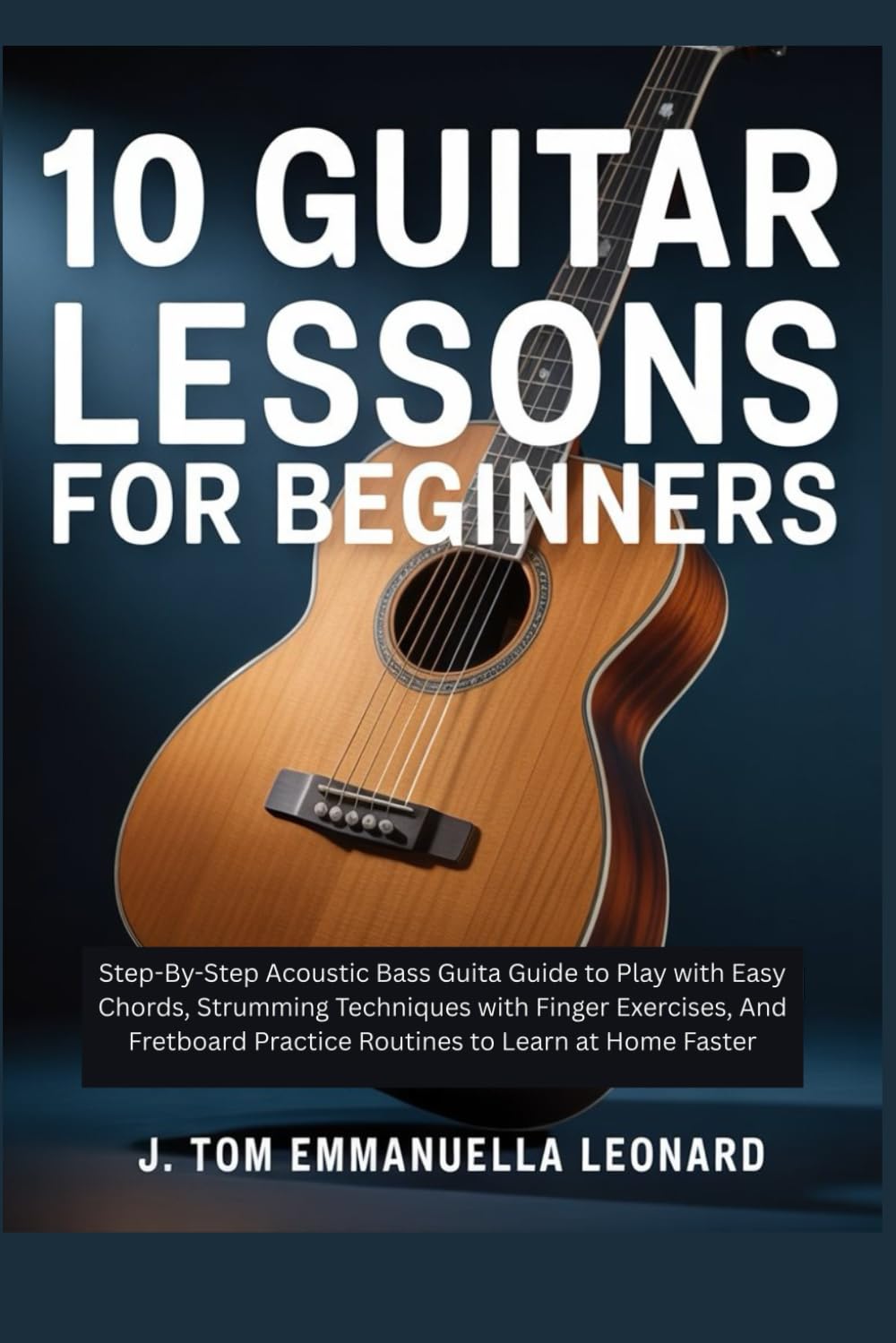 10 Guitar Lessons for Beginners: Step-By-Step Acoustic Bass Guita Guide to Play with Easy Chords, Strumming Techniques with Finger Exercises, And Fretboard Practice Routines to Learn at Home Faster