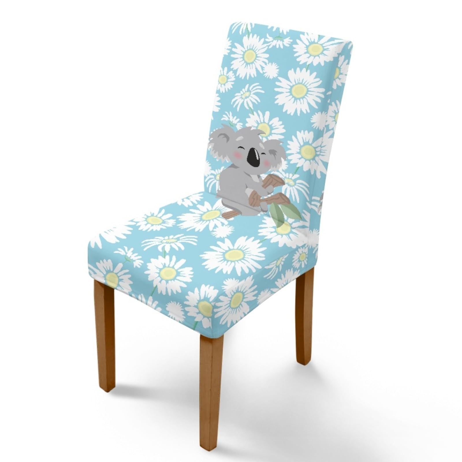Fundas Sillas de Comedor Gris Animal Blanca Funda Sillas Comedor Lavables Funda Silla Oficina Extensible Poliéster Desmontables Fundas Sillas Ajustables Universal Juego de 8