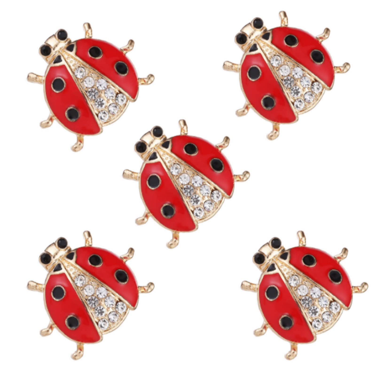 5 Pack Cute Ladybug Funny Brooches Pin Set Fashion Red Enamel Crystal Animal Insect Themed Bags Backpacks Jackets Hat Lapel Brooch for Women Girls