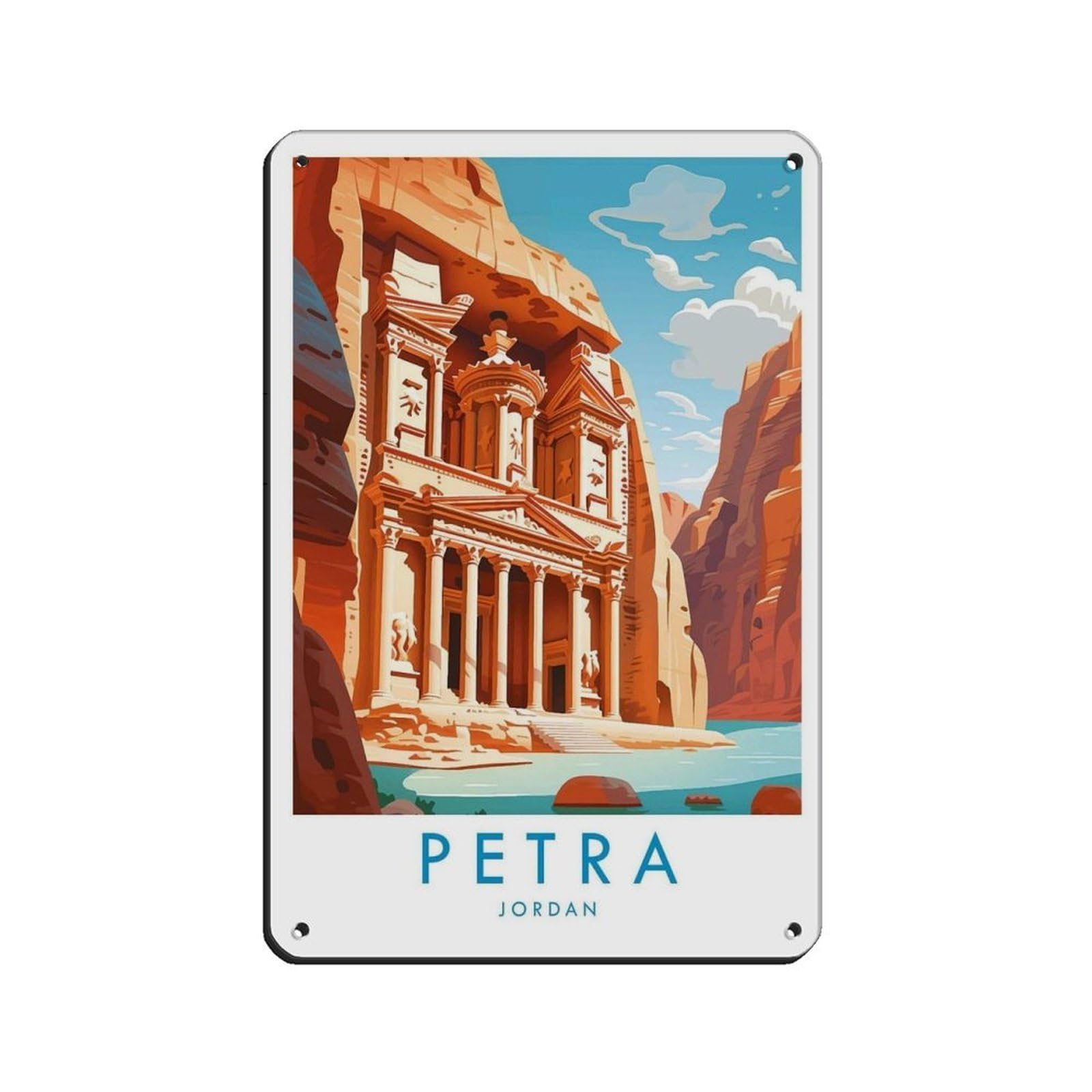 Petra Travel, Petra Travel Poster Retro Poster Metal Tin Sign Chic Art Retro Iron Painting Bar People Cave Cafe Family Garage Poster Wall Decoration 8x12inch(20x30cm)