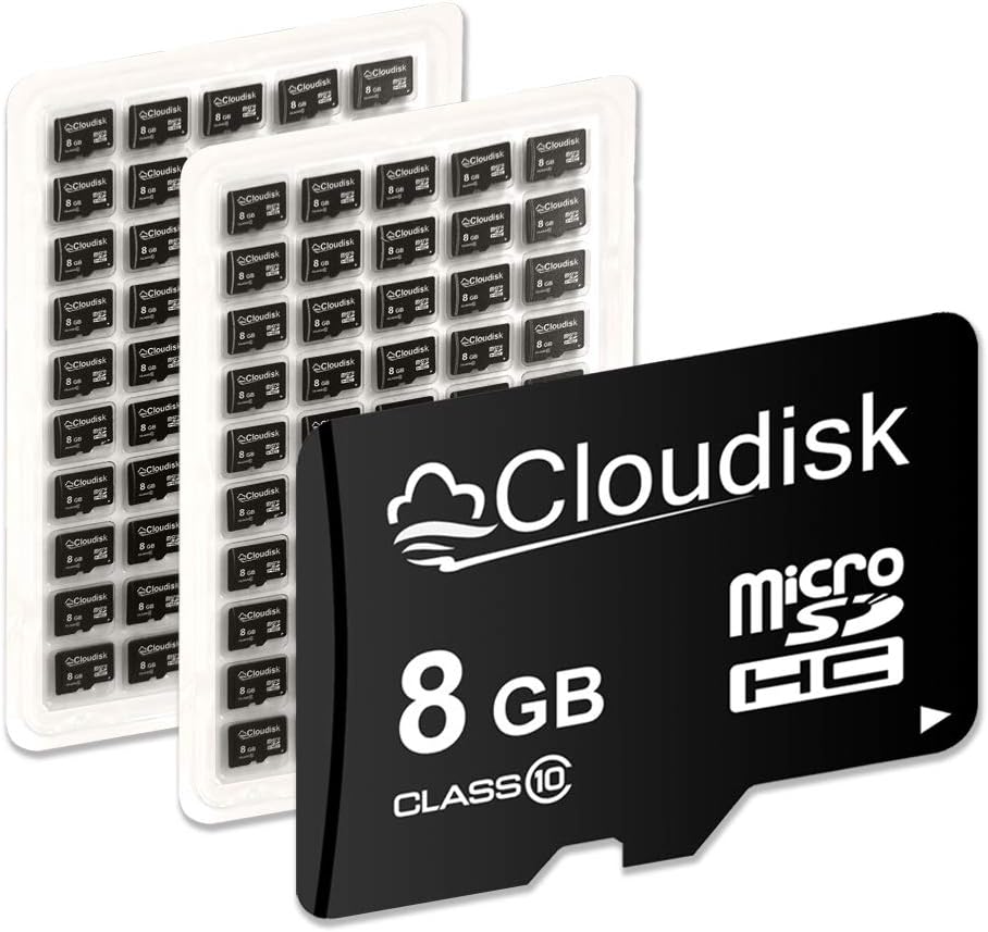 Pack of 100 Micro SD Card 8GB Flash Memory Card Micro SDHC C10 A1 U1 (8GB)