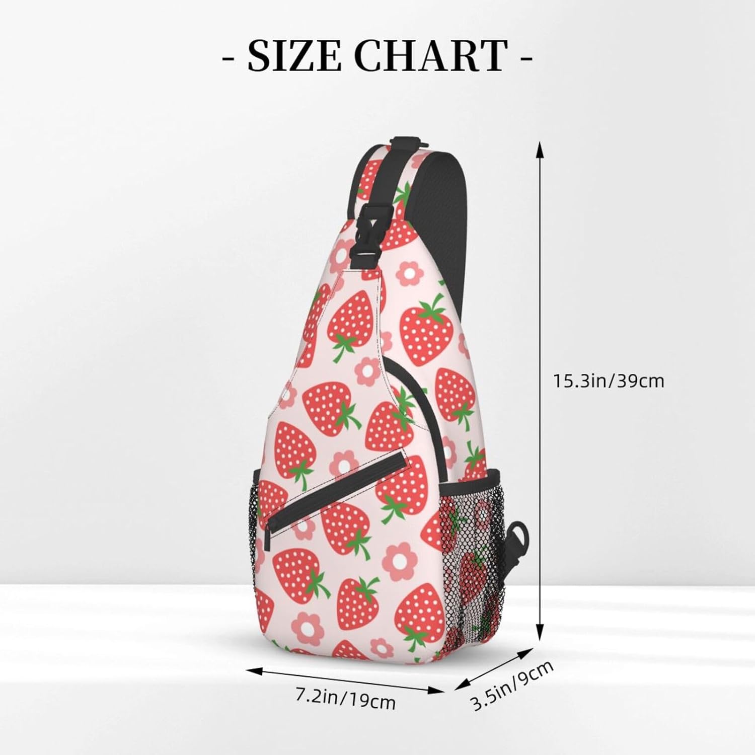 VOOHDDY Strawberry Flower Pink Fruit Sling Bag For Women Men Travel Hiking Backpack Crossbody Shoulder Chest Bags Casual Daypack Sport - Image 2