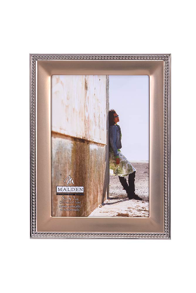 Malden International Designs 5295-57 Classic Gold Metal With Silver Beads 2-Tone Picture Frame, 5x7, Gold