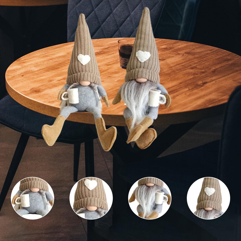 Caffè Gnomi Peluche Bambola Gonks Svedesi Fatti a Mano 2 Pezzi Decorazione Cucina Regali Donna Amanti Caffè