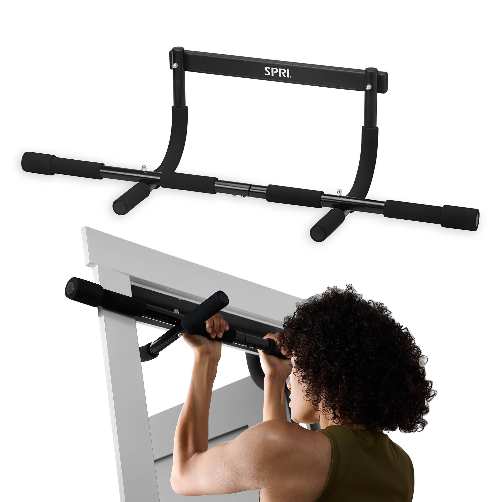 SPRI Pull Up Bar - 8-Grip Door Frame Mounting Pull-Up Bar for