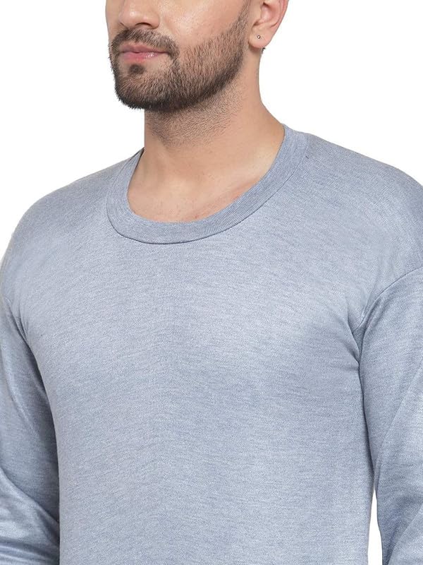 Winter Thermal Top for Men in Cotton Blend | Round-Neck Men's Inner Thermal Wear | Full Sleeves and Snug Fit | Premium Thermal Vest for Men | Pack of 2 Blue-Brown - Image 2 thumbnail