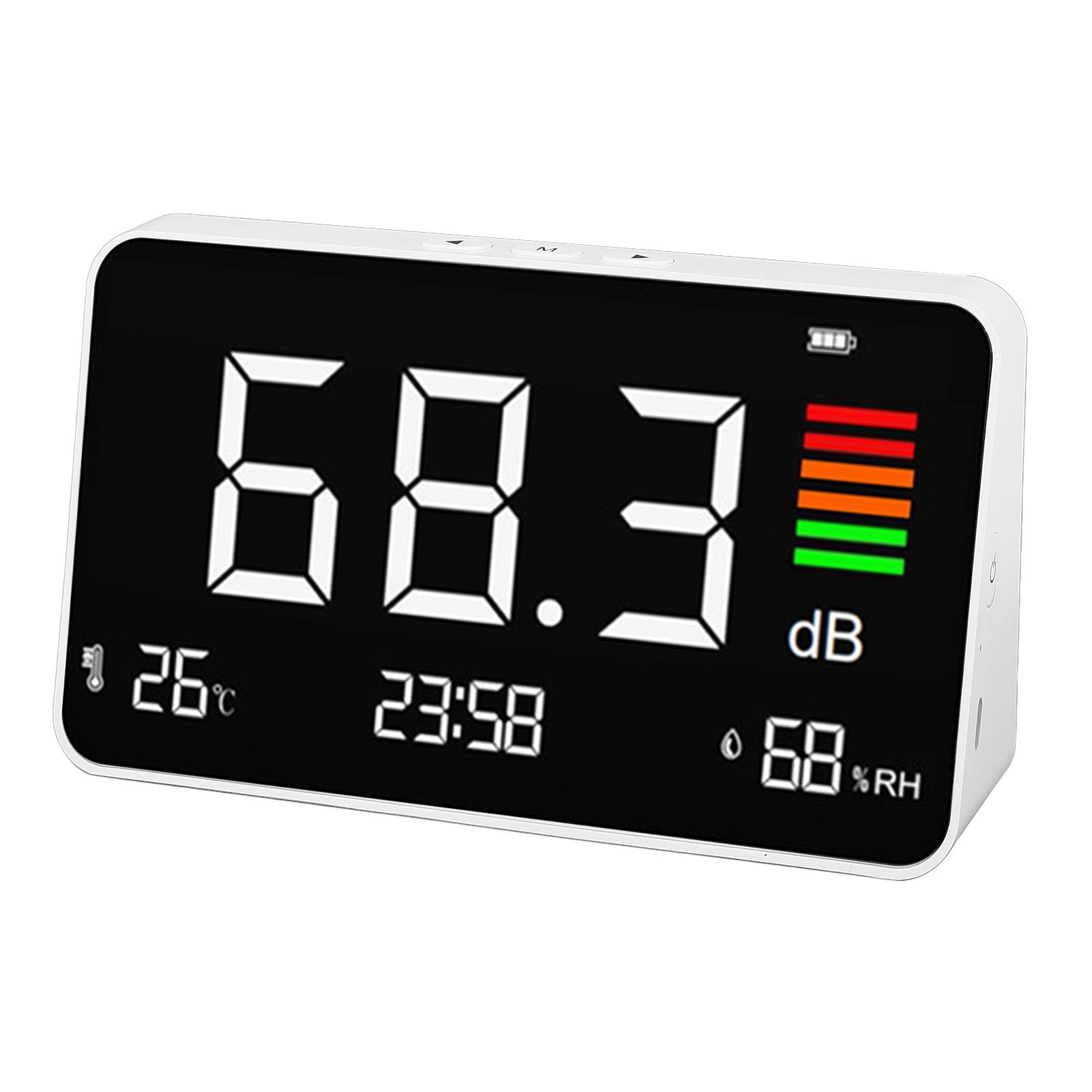 Decibel Messdesktop -Tester mit LED -Display, 30 Bis 130 DB Schallpegelmesser -Anzeigegeräusch, Temperatur und Luftfeuchtigkeit, Rauschmesser für Zuhause, Studio, Fabrik,