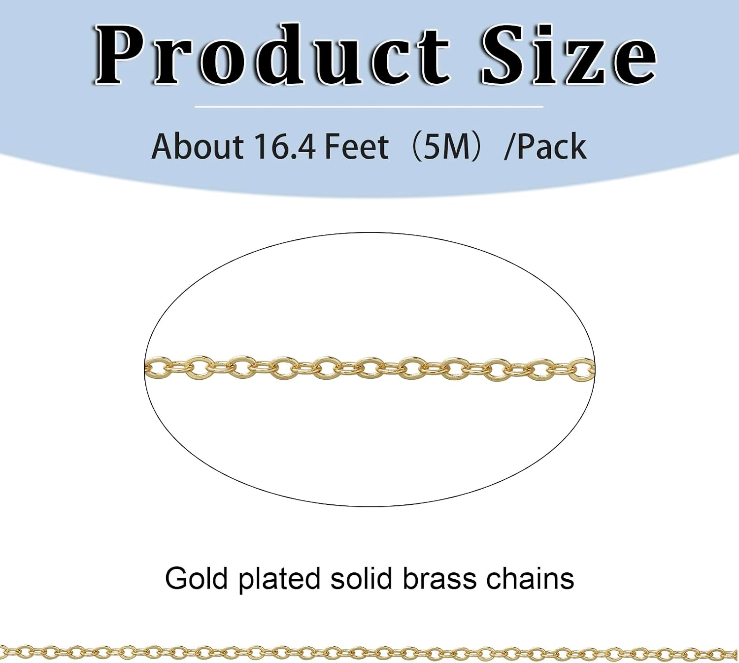 16.4 Feet Necklace Chains for Jewelry Making, Gold Plated Solid Brass Bulk for DIY Necklace Pendant Extender Link Supplies