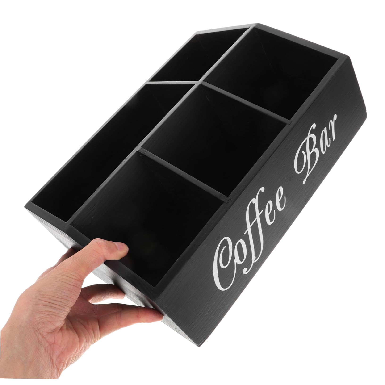SOLUSTRE Holz Kaffee-organizer Für Arbeitsplatte Kaffeebar-organizer Aufbewahrungsbox Für Kaffee-zubehör Zuckerpäckchen Papiertücher Strohhalme