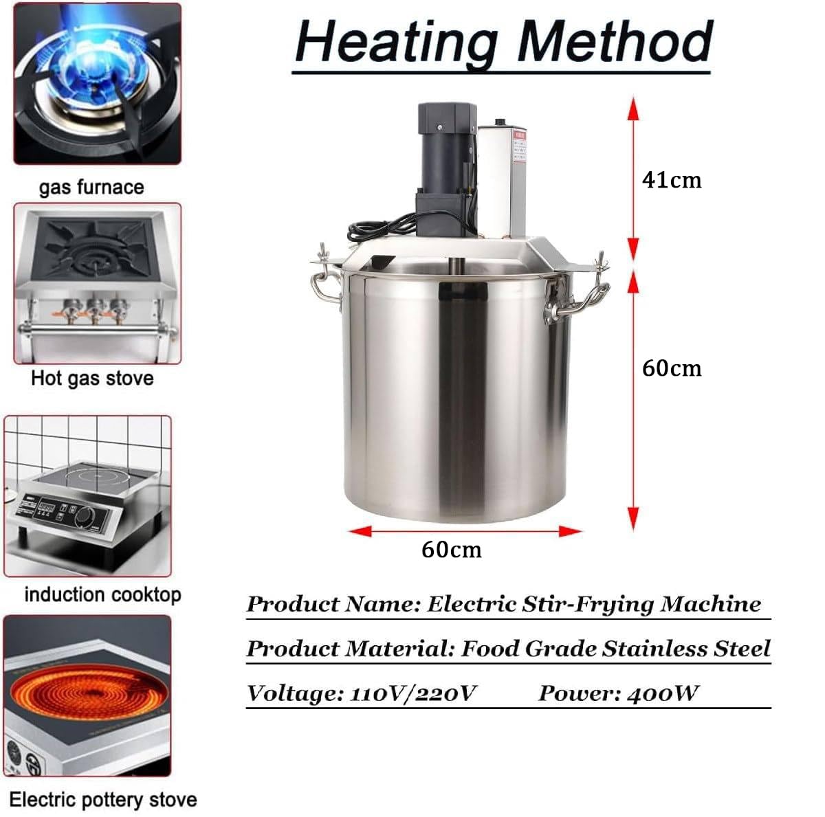 Mezclador de alimentos automático comercial, agitador de salsa de control inteligente para hacer mermelada, salsa y condimentos, varios tamaños para cocinar y mezclar eficientemente