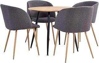 vidaXL Juego Comedor 5 Piezas Balcón Set Suite Terraza Patio Exterior Casa Aire Libre Sillones Silla Mesa Asientos Sala de Estar Tela Gris Taupe