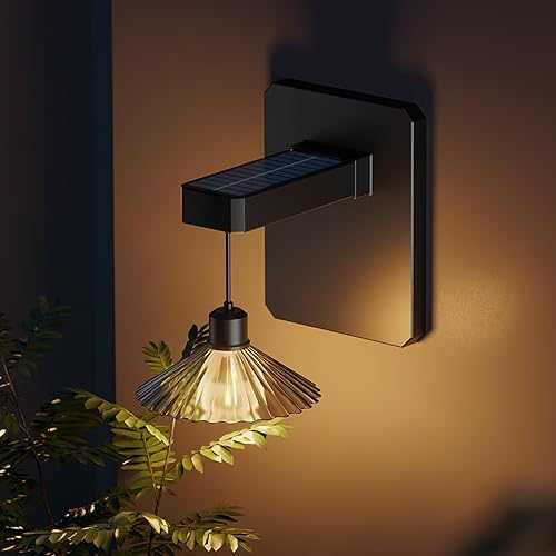 Lámpara de pared solar para exteriores con bombilla de montaje en pared del atardecer al amanecer, antioxidante, impermeable, linterna colgante de