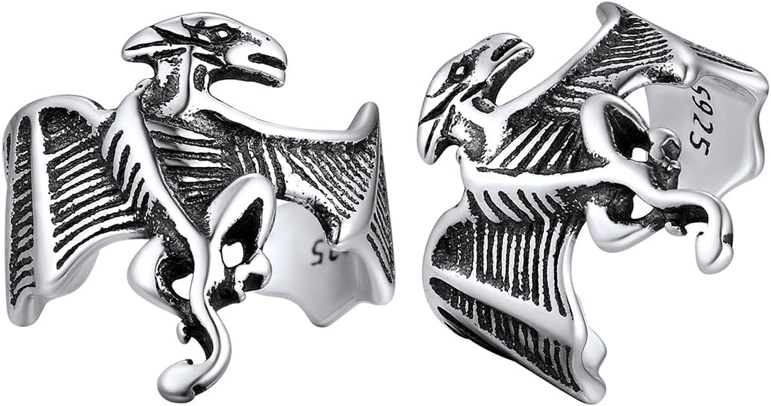 Silvora Skeleton Ear Cuff Cartilage Earring in Solid Sterling Silver Skull Scorpion Octopus Spider Dragon Bones Earrings for Women Men (with Gift Box)
