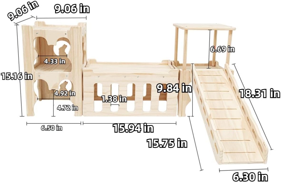 5 Pcs Wooden Guinea Pig Hideout, Chinchilla House, Baby Rabbit House, Dwarf Bunny Hut Hideout Wood, Small Animal Hideout for Rats, Hedgehog