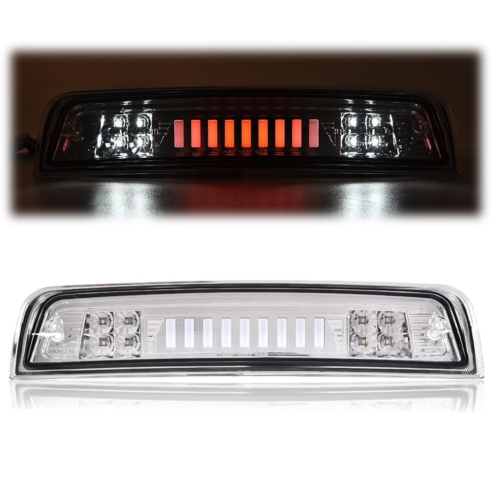 CHEDA Third Brake Light Cargo Lamp Tinted 3D LED Bar Compatible with 2009 2010 2011 2012 2013 2014 2015 2016 2017 Dodge RAM 1500 2500 3500?Clear lens Clear Bottoms?