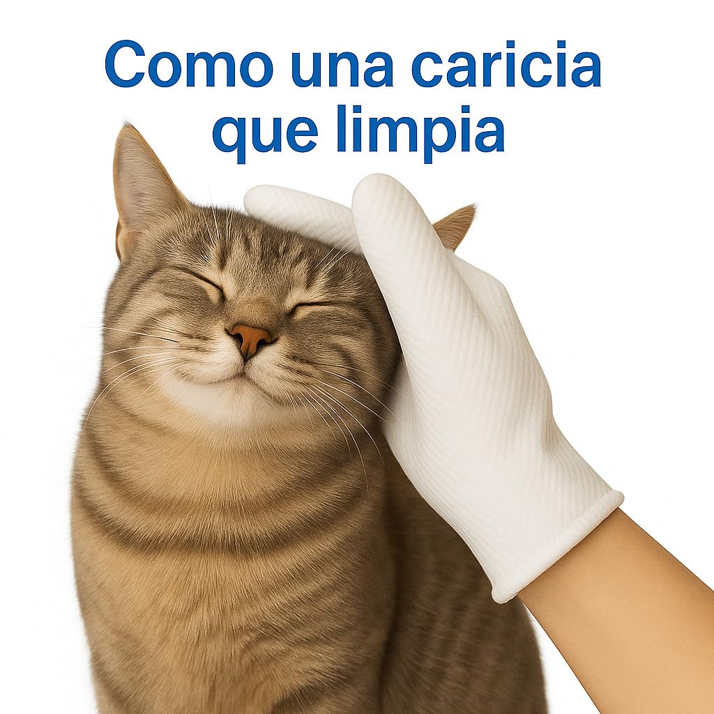 Guantes de aseo desechables para perros, gatos y mascotas – Paquete de 12 | Guantes de lavado hipoalergénicos sin enjuague con aloe y jojoba | Limpian, desodorizan | Sin fragancia – forma de la mano