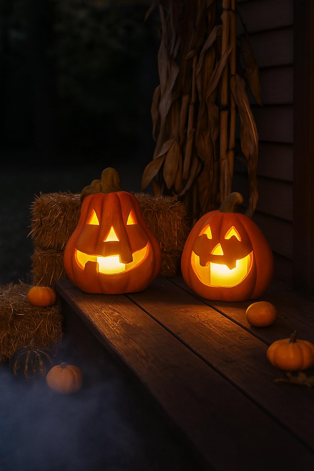 khevga Decorazioni di Halloween zucche Decorazione Set di 2 portacandele