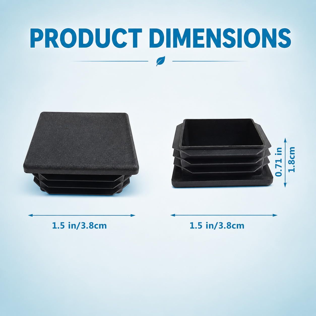 Confezione da 20 tappi quadrati in plastica da 3,8 cm