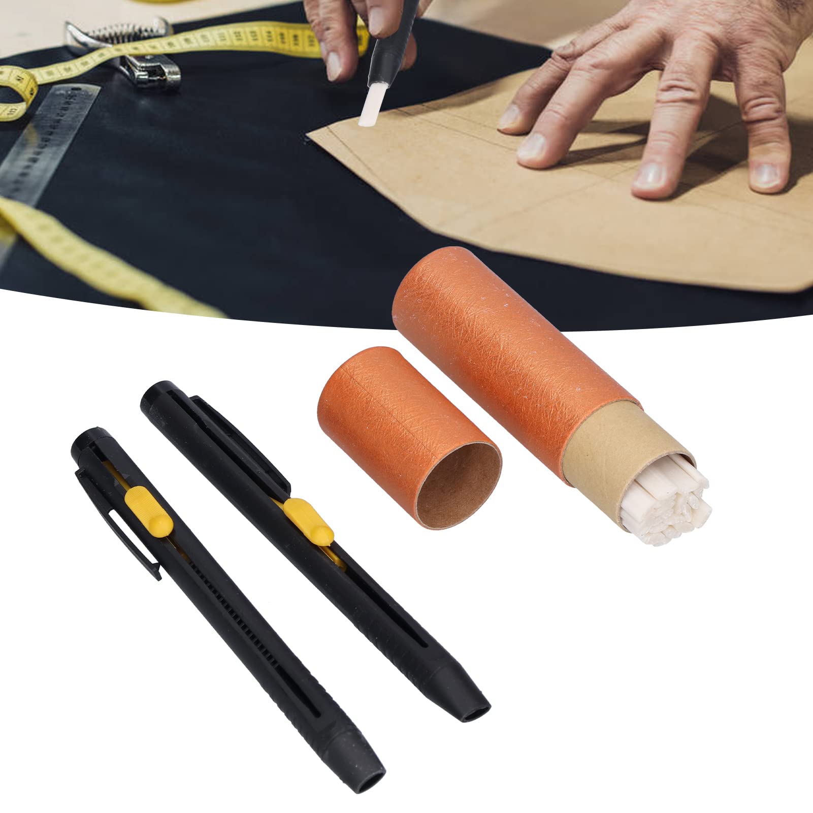 2pcs Sharpening Free Sewing Chalk Pencils, DIY Craft Marking, Plastic Tailor's Chalk Pencils with Refills - Image 2