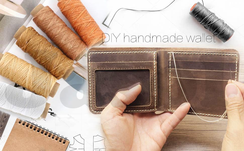 Image of Jasol Leather Sewing Awl Kit with 5 Needles, 1mm Waxed Thread (3 Colors), Heavy Duty Awl for Leather, Canvas, Shoe Repair, DIY Craft, Upholstery Stitching Tool