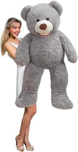 HollyHOME Oso de peluche gigante de peluche con huellas para niños y novia, 39 pulgadas, color gris