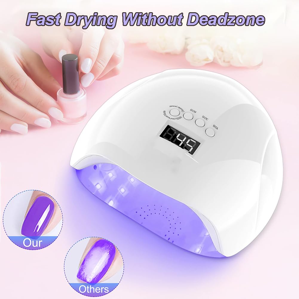 Lampada per Unghie a LED, asciugacapelli, Lampada per Unghie Gel UV, Lampada UV LED per asciugacapelli da 120 W, con 4 impostazioni di Timer, sensore Automatico 45 Perline per Design di Nail Art
