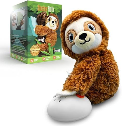 Miniatura 1 de Baby Shusher Shusher Sloth - Juguete calmante para bebé para dormir, chupete activado por llanto, animal de peluche para bebés y niños, sonidos de