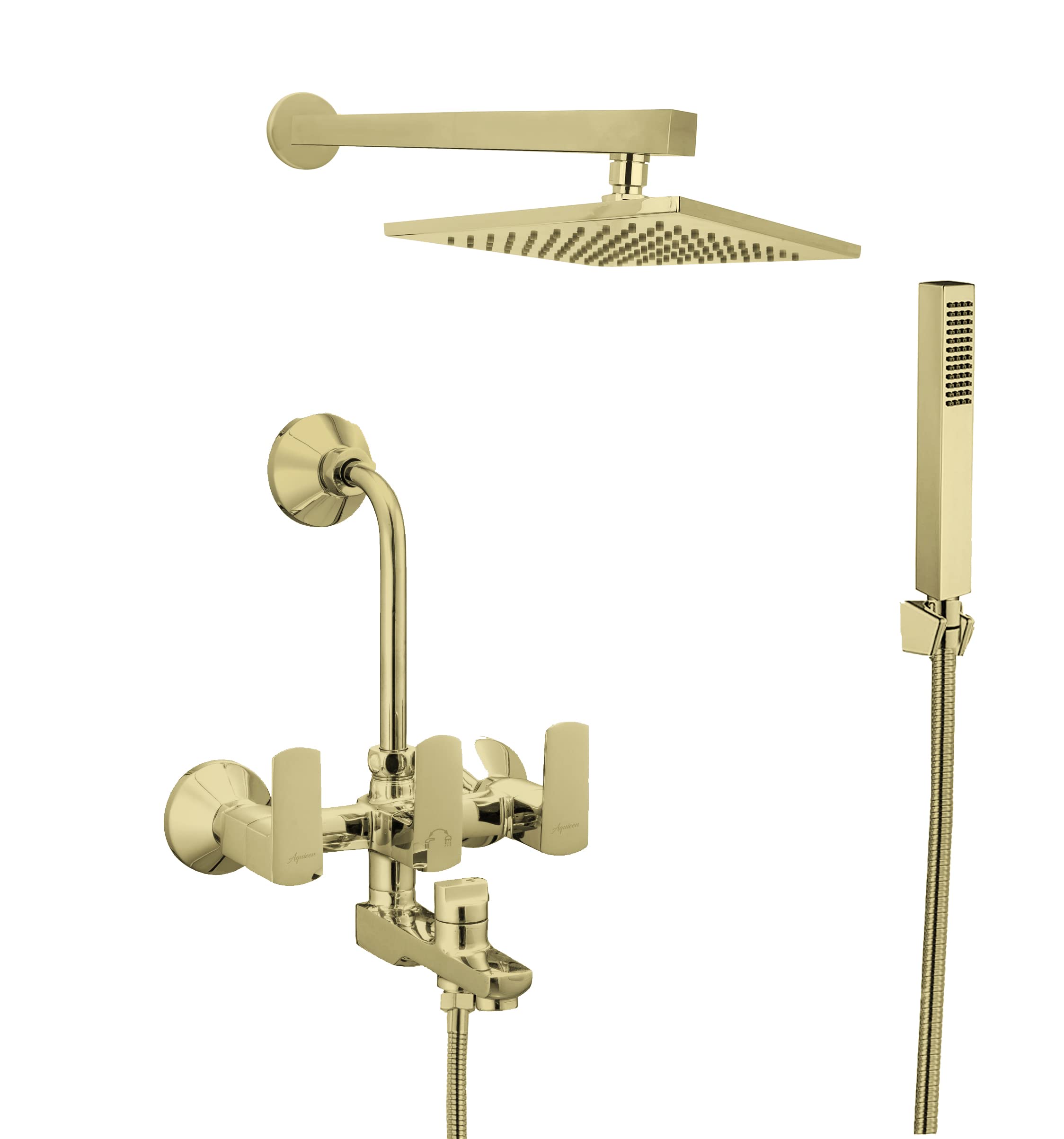 Aquieen Zura 3 in 1 Telephonic Wall Mixer with Overhead Shower & Hand Shower with L-bend & Connecting Legs (Gold) (B0BC7HCDWG) Amazon Price History, Amazon Price Tracker