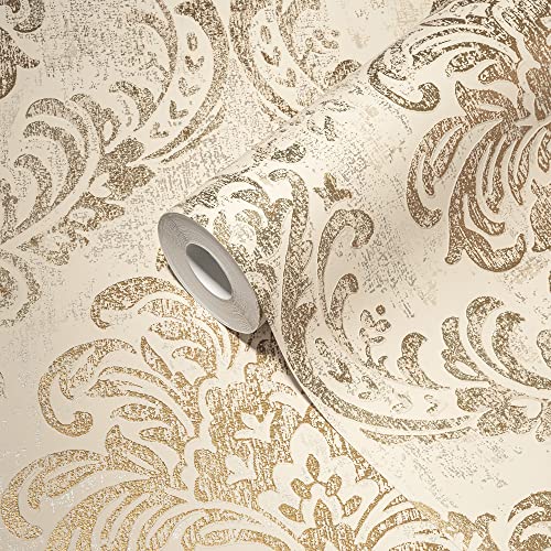 Livingwalls Travel Styles Non-Woven Wallpaper, Baroque Look in White and Gold - Image 2