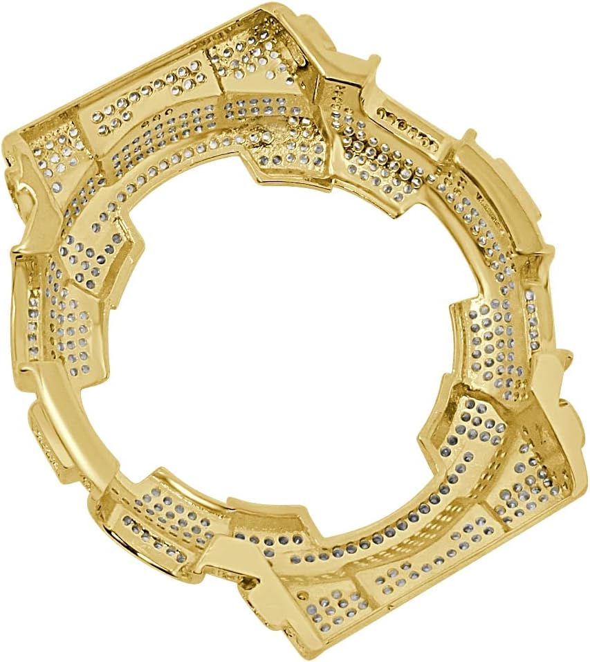 VVS1/D 4.65 Ctw. Round Cut Lab Simulated Diamonds 14K Solid Gold Bonded Custom Bezel/Face Plate Combo Insert Cover Case Compatible with Casio G-Shock GA-100