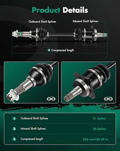 Vista 288 de SCITOO 1333081 1333947 Eje CV trasero izquierdo derecho para 2016-2020 para Polaris General 1000 2017-2020 para Polaris General 4 1000 2015-2018