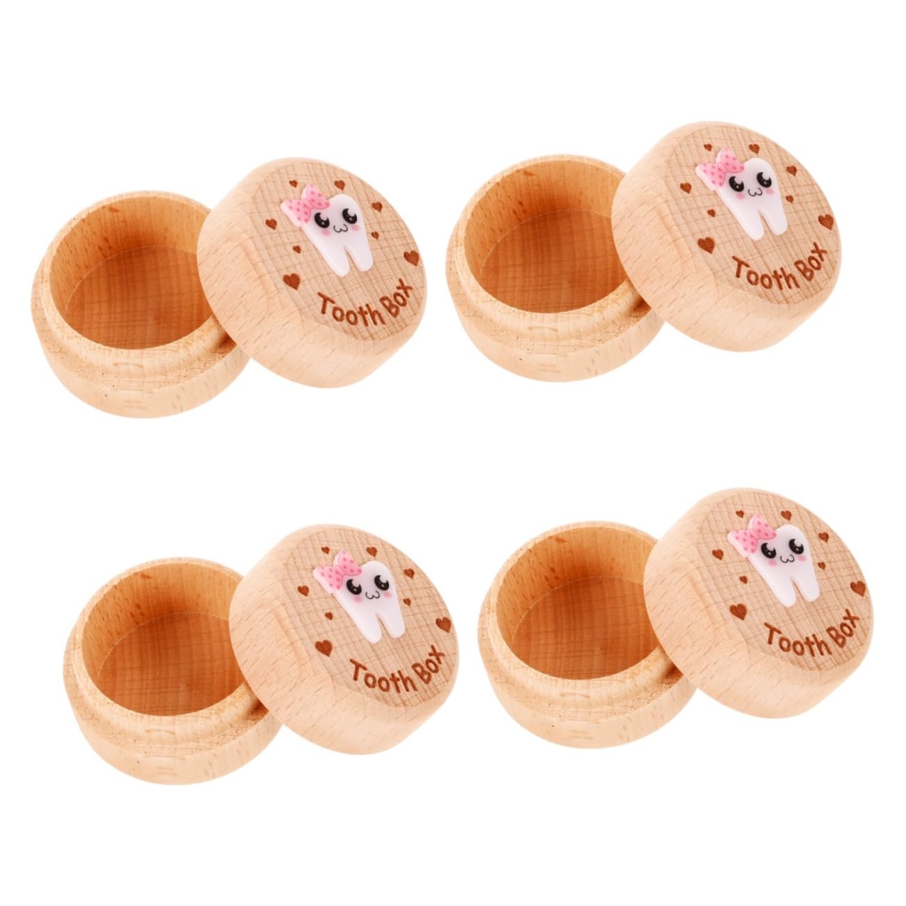 TOYANDONA 4piezas Caja De Dientes De Madera Para Niño Almacenamiento De Recuerdos De Dientes y Cabello Caja De Hadas y Moderna Para De Cumpleaños y Guardería