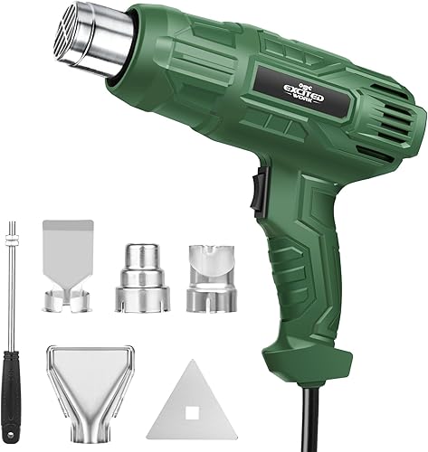 Pistola de calor de 1500 W, kit de pistola de aire caliente de calor rápido con ajustes de doble temperatura de 662  y 1022 , 4 boquillas para