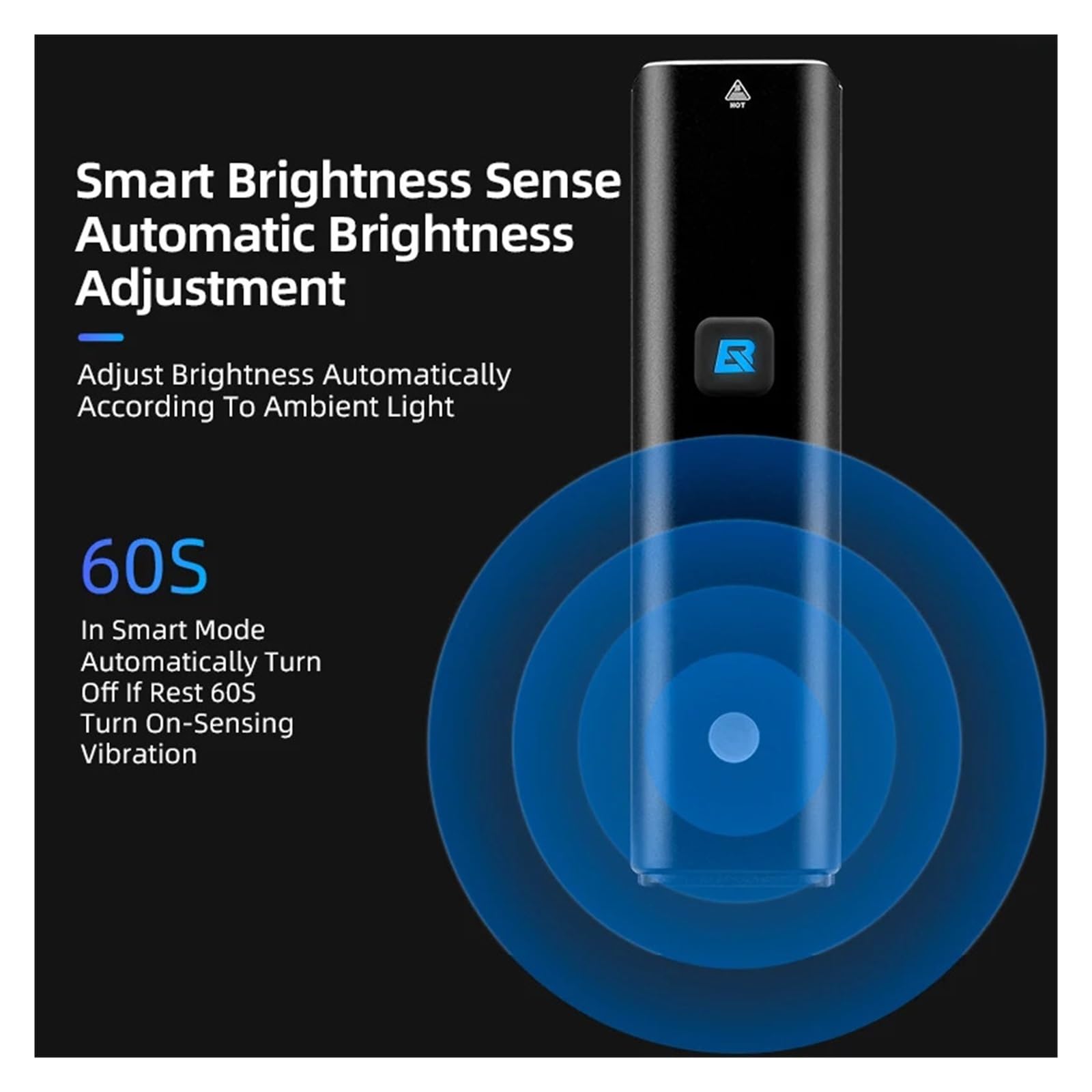 Faro for bici in alluminio Smart Sense da 1 pz 1500LM | Torcia da ciclismo a LED ad alta capacità da 5500 mAh for MTB e bici da strada